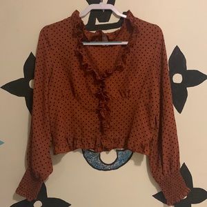 Burnt orange polka dot Blouse
